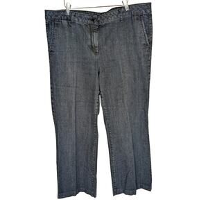 Talbots Trouser Style Denim Wide Leg High Rise Jeans Dark Wash Size 20 Inseam 32